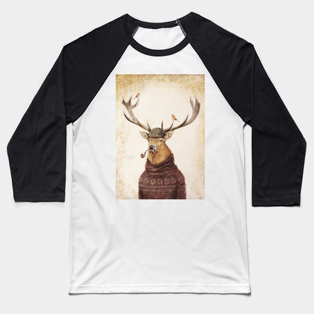 Funny Deer Thinking Baseball T-Shirt by FREAC